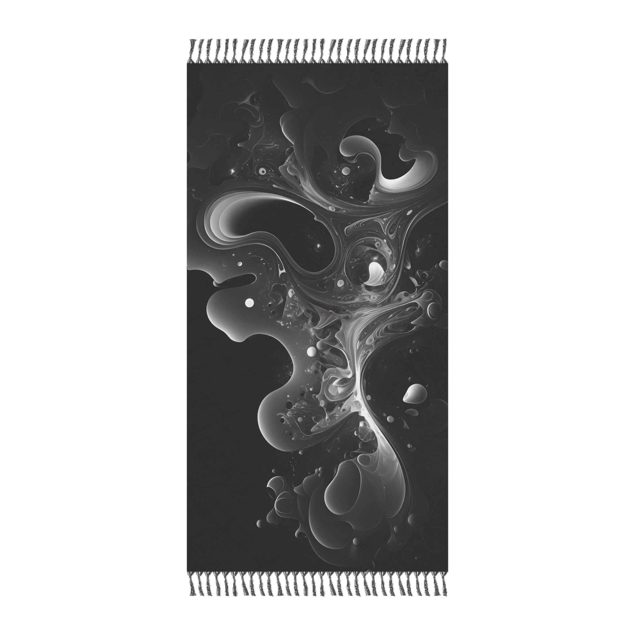 Boho Beach Towel - Abstract Black and White Design
