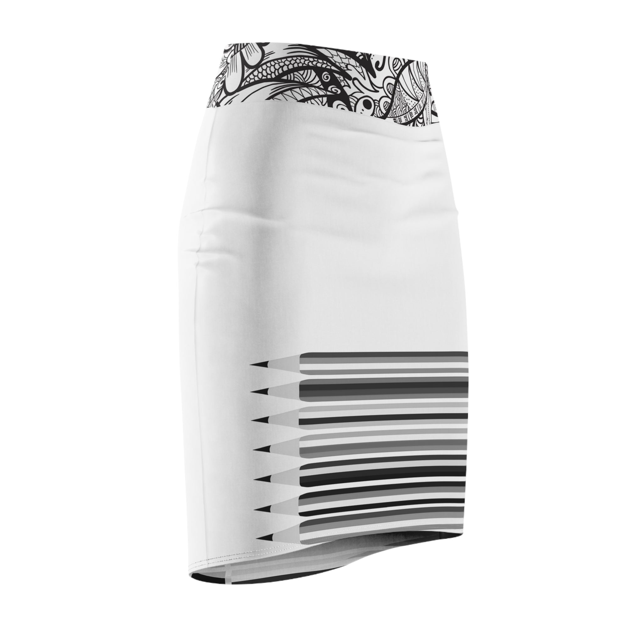 Pencil-Pencil - Pencil Skirt for Creative Professionals - Stylish AOP Design