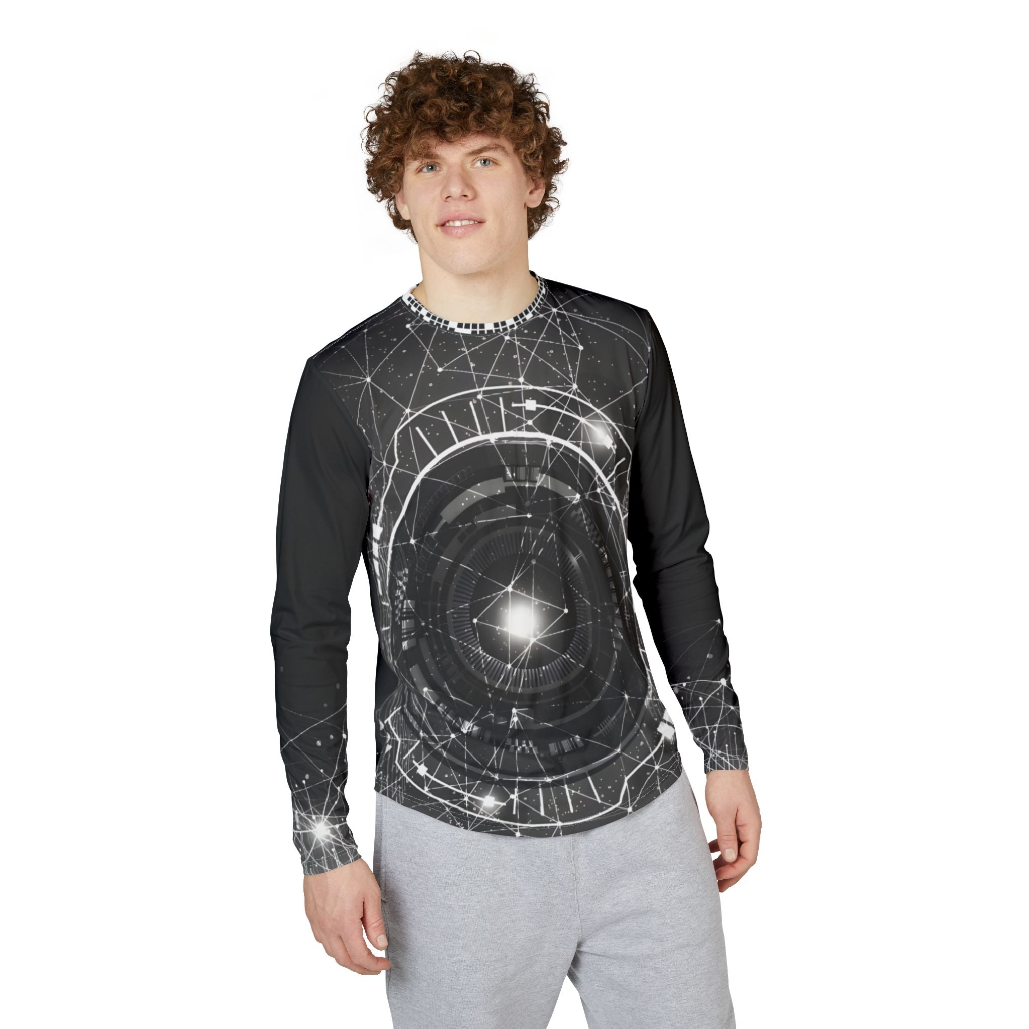 Future Time - Men's UV Protection Long Sleeve Shirt - Futuristic Tech Design