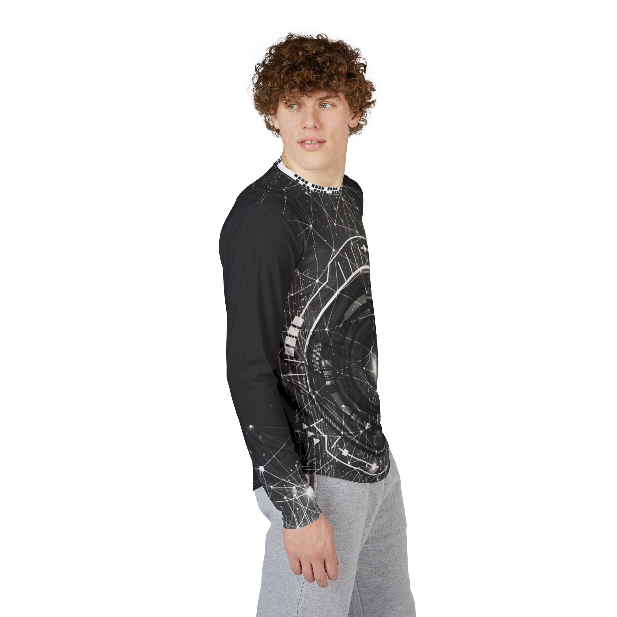 Future Time - Men's UV Protection Long Sleeve Shirt - Futuristic Tech Design
