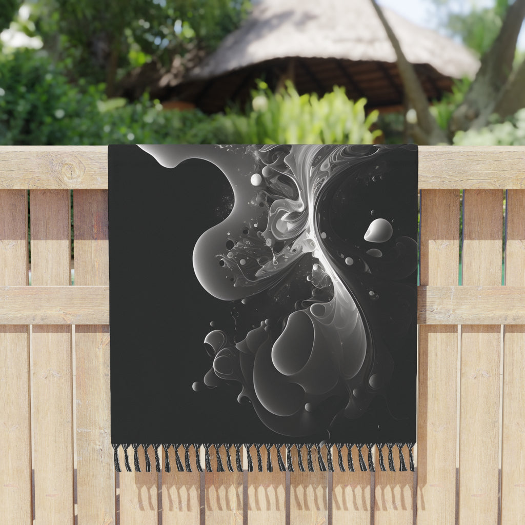 Boho Beach Towel - Abstract Black and White Design