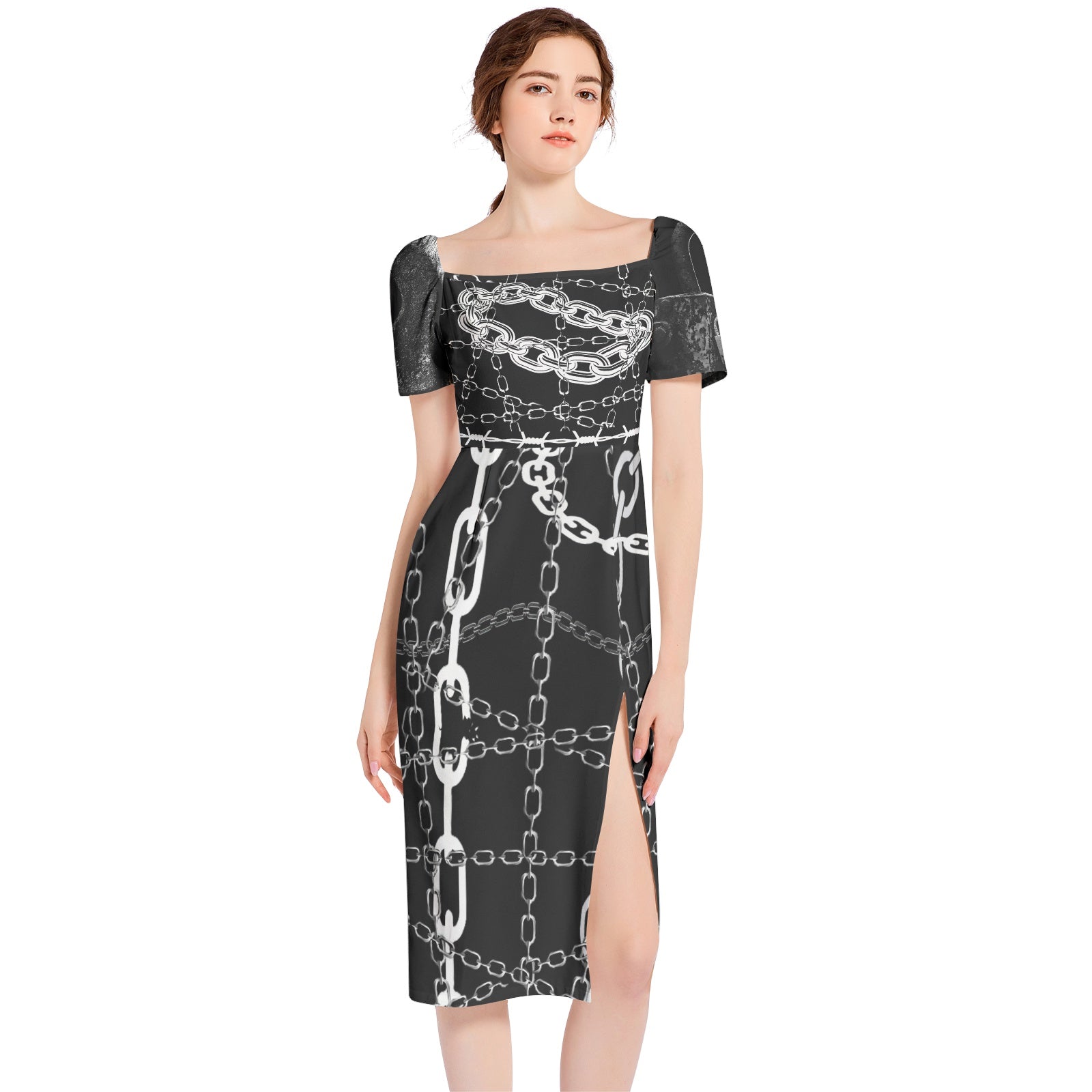 The Tina Arena Split Thigh Midi Bodycon Dress