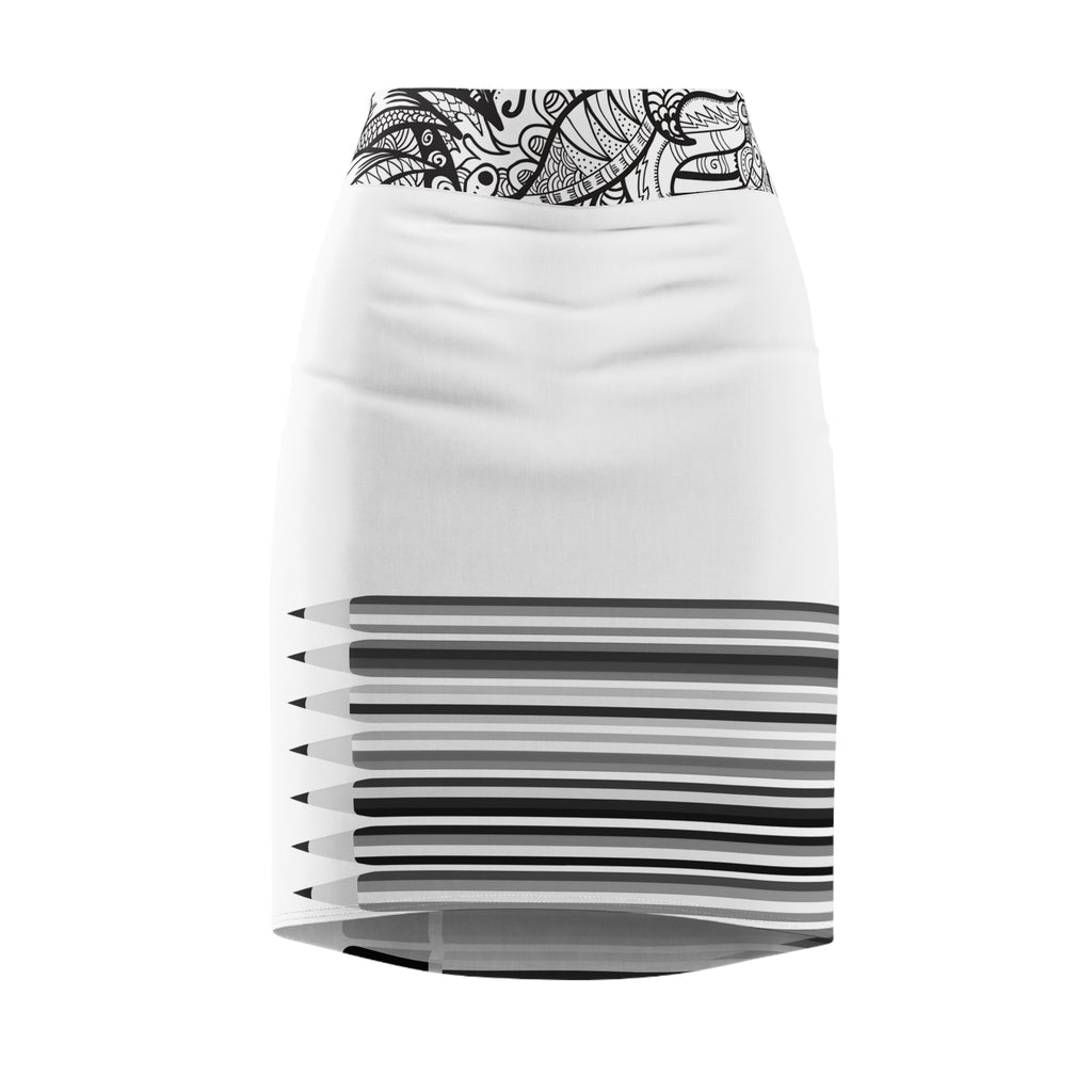 Pencil-Pencil - Pencil Skirt for Creative Professionals - Stylish AOP Design