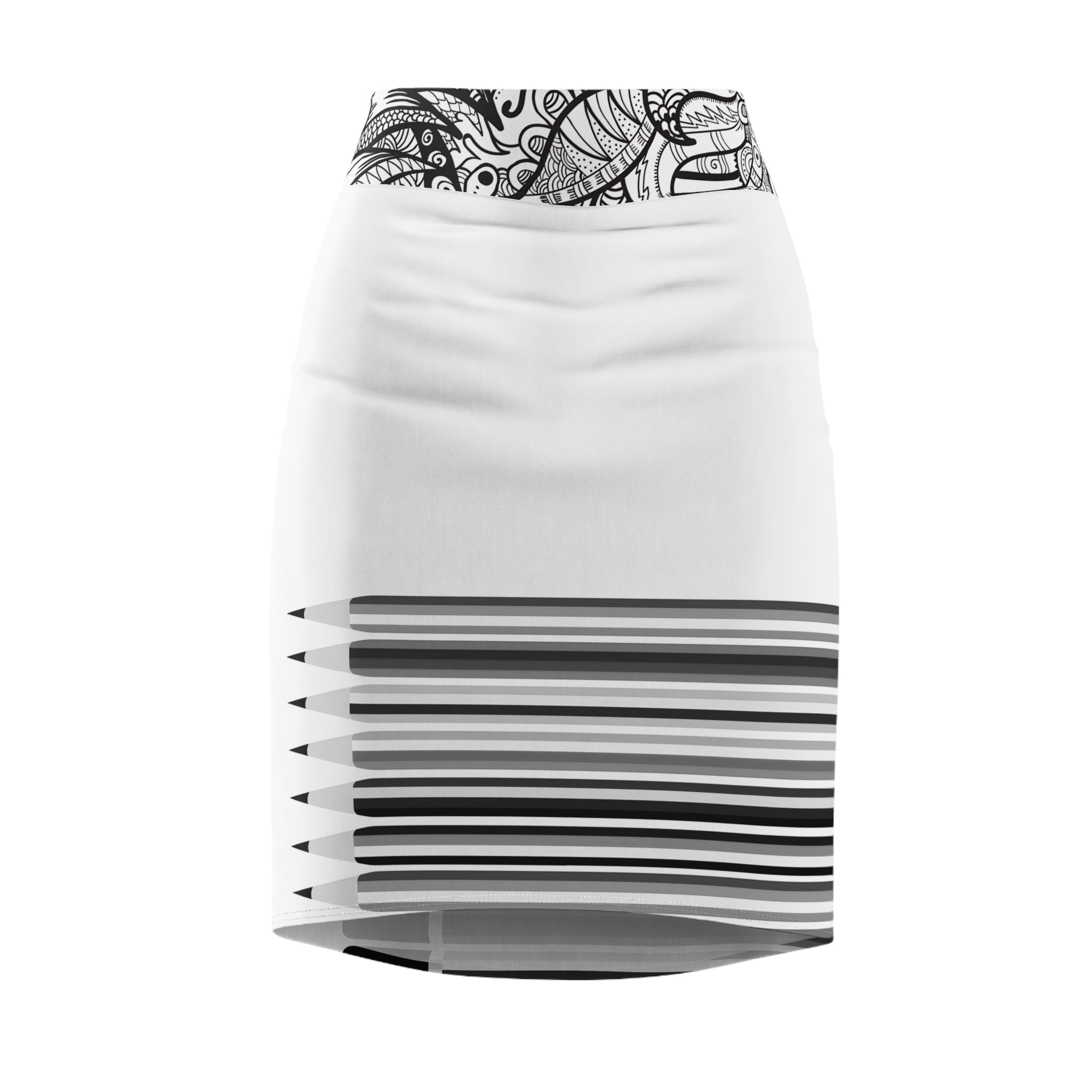 Pencil-Pencil - Pencil Skirt for Creative Professionals - Stylish AOP Design