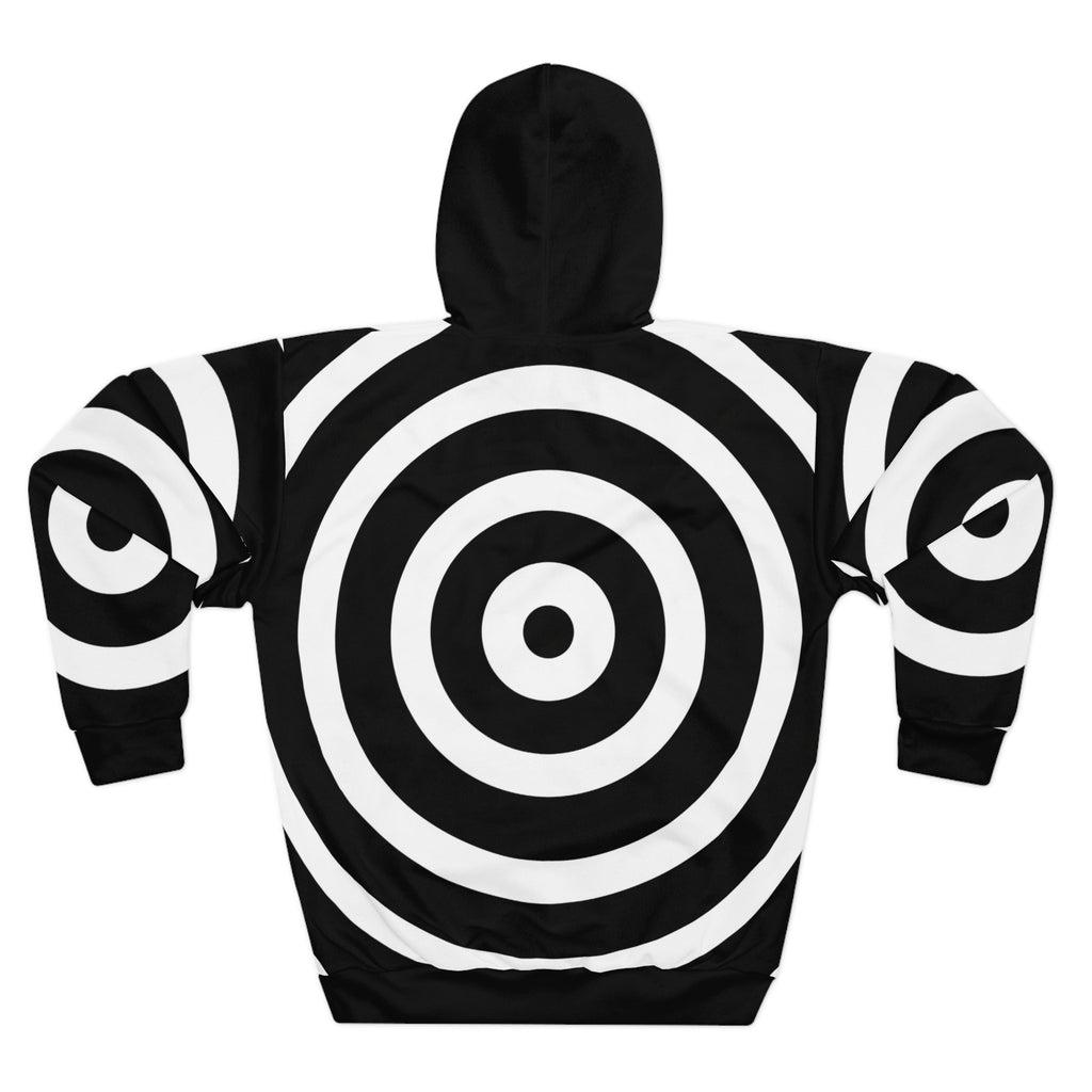 Hypno-Hoodie — Black & White Optical Spiral Pullover