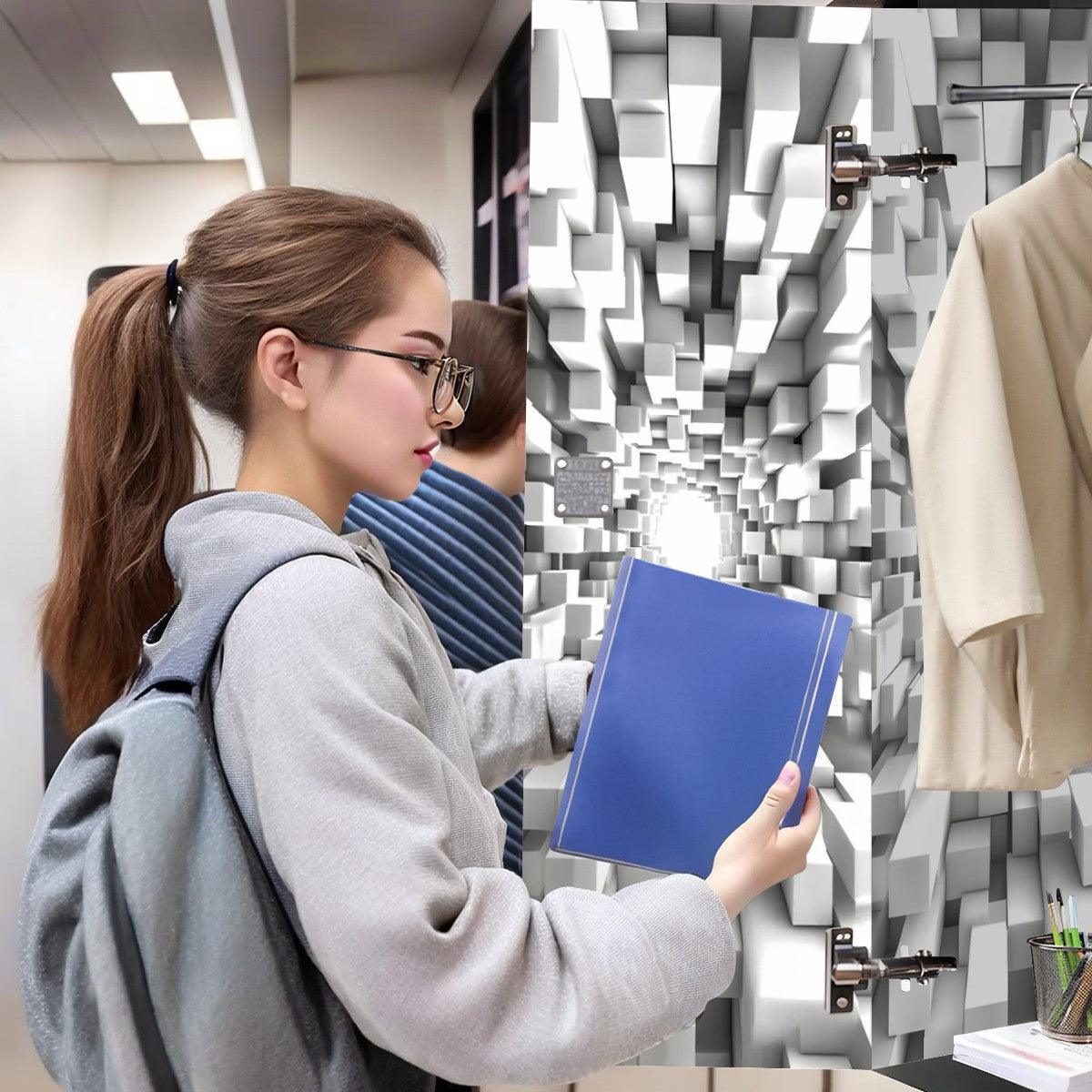 School Locker Magnetic Wallpaper 2 pcs