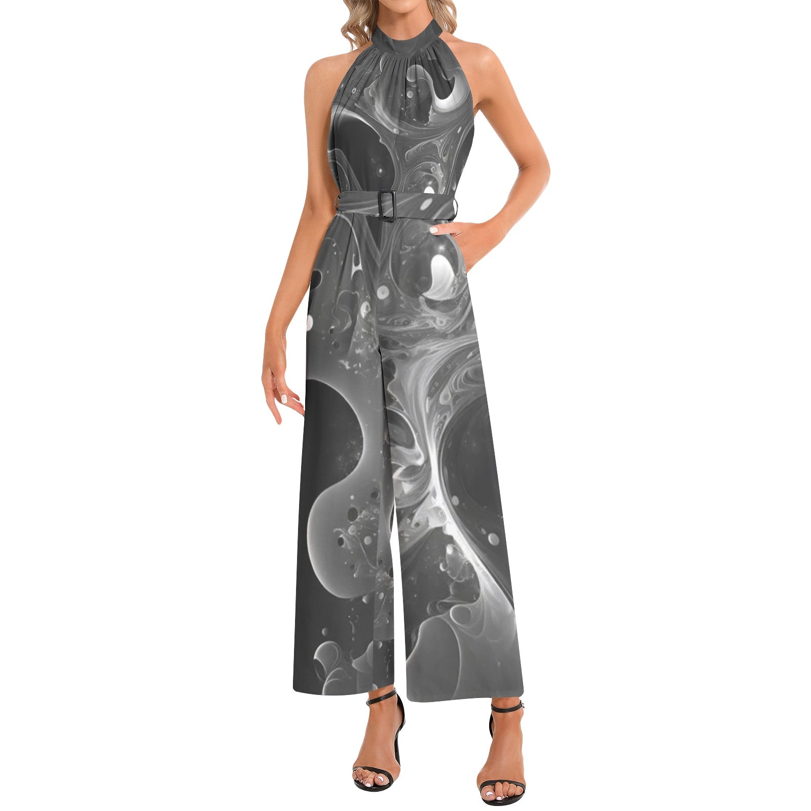 The Gloop Suit - Halter Neck Buckle Belted Jumpsuit