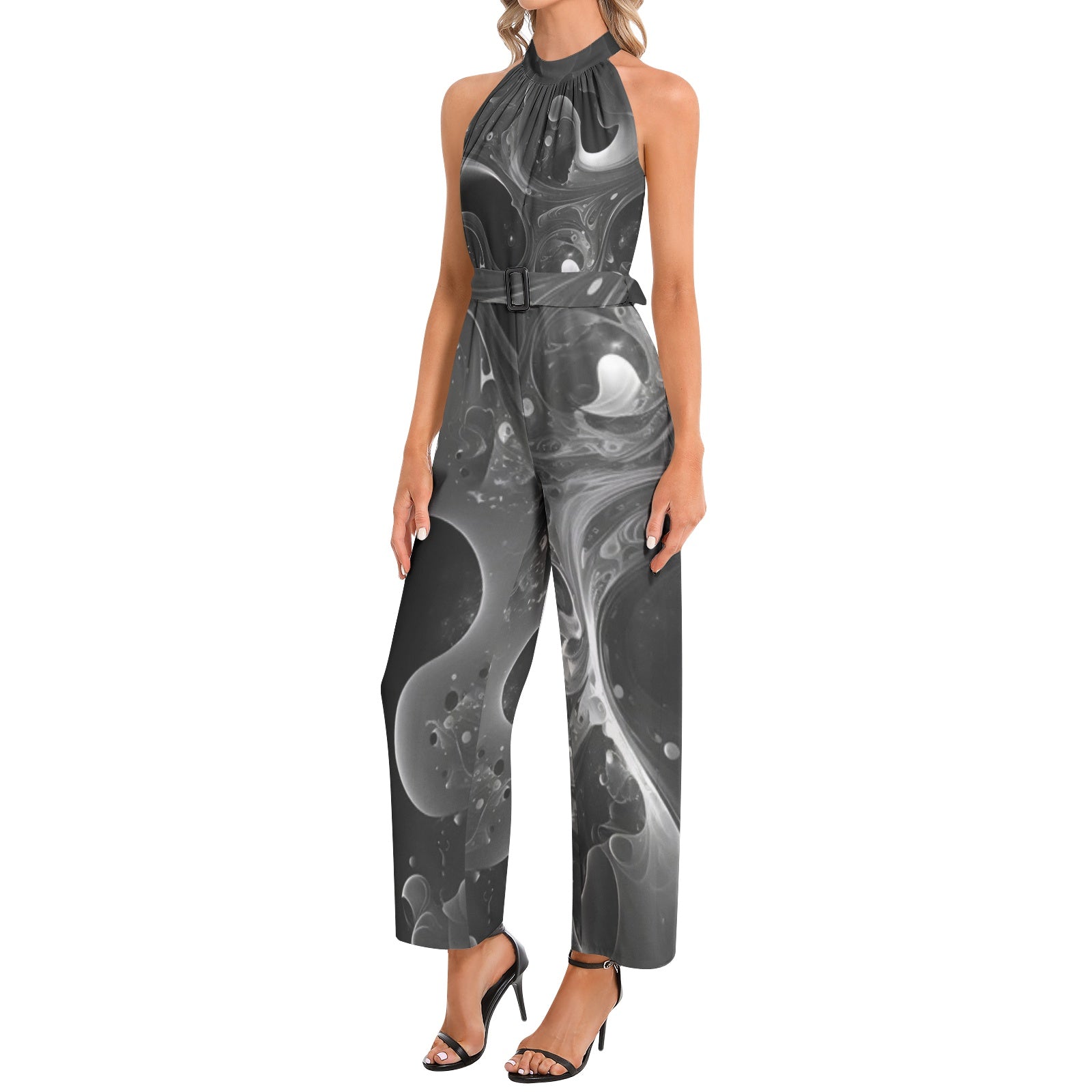 The Gloop Suit - Halter Neck Buckle Belted Jumpsuit