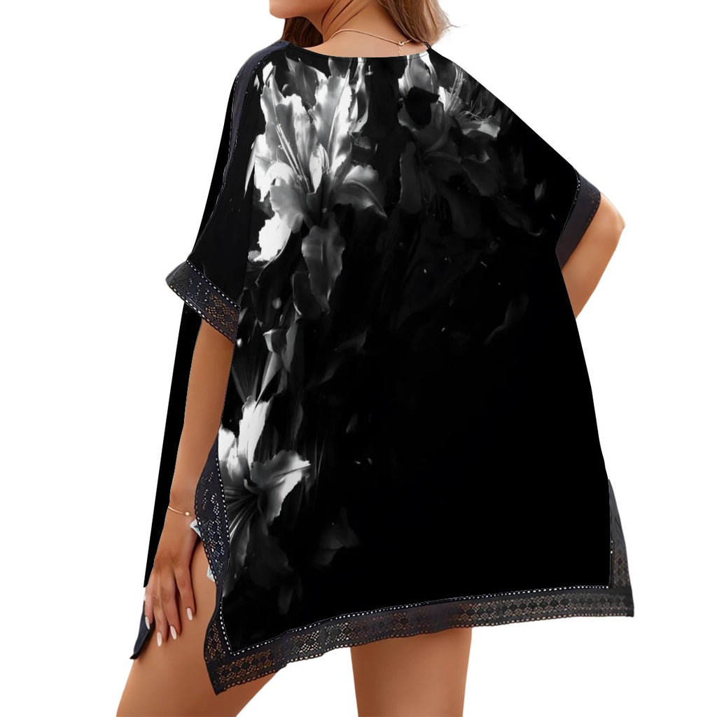 Fractal Flower Splash Summer Poncho