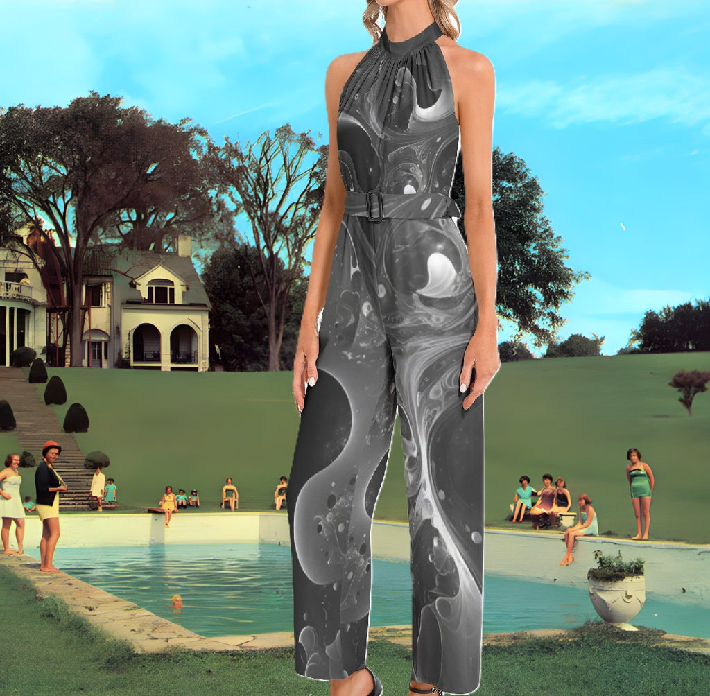 The Gloop Suit - Halter Neck Buckle Belted Jumpsuit