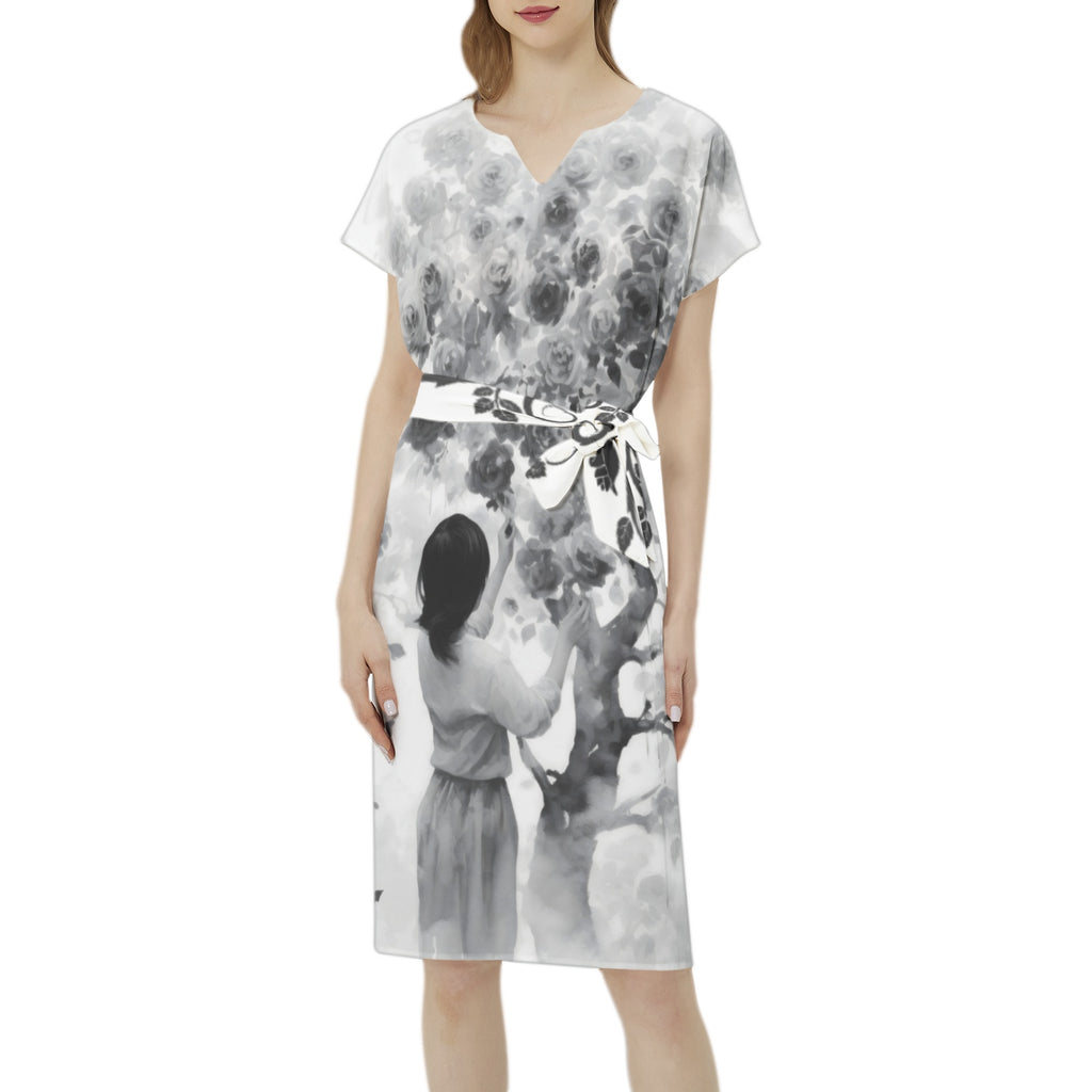 Fractal Flower Splash Dress... with Belt